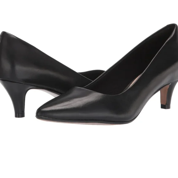 NEW Women's Clarks Linvale Jerica Black Pointed Toe Pumps Size 8 Wide - Picture 1 of 9